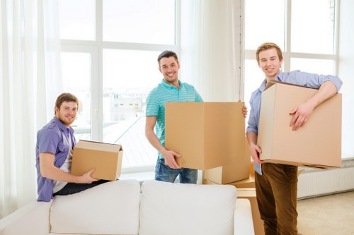 Removals van service handling access and parking in a residential street