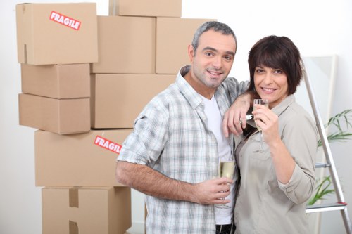 Boxes and furniture prepared for a house removal service in Ilford